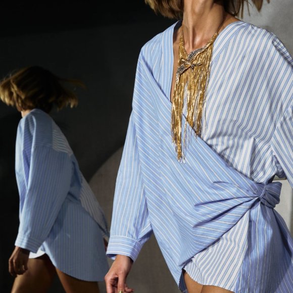 NWT - Zara Poplin Wrap Shirt - Picture 2 of 3